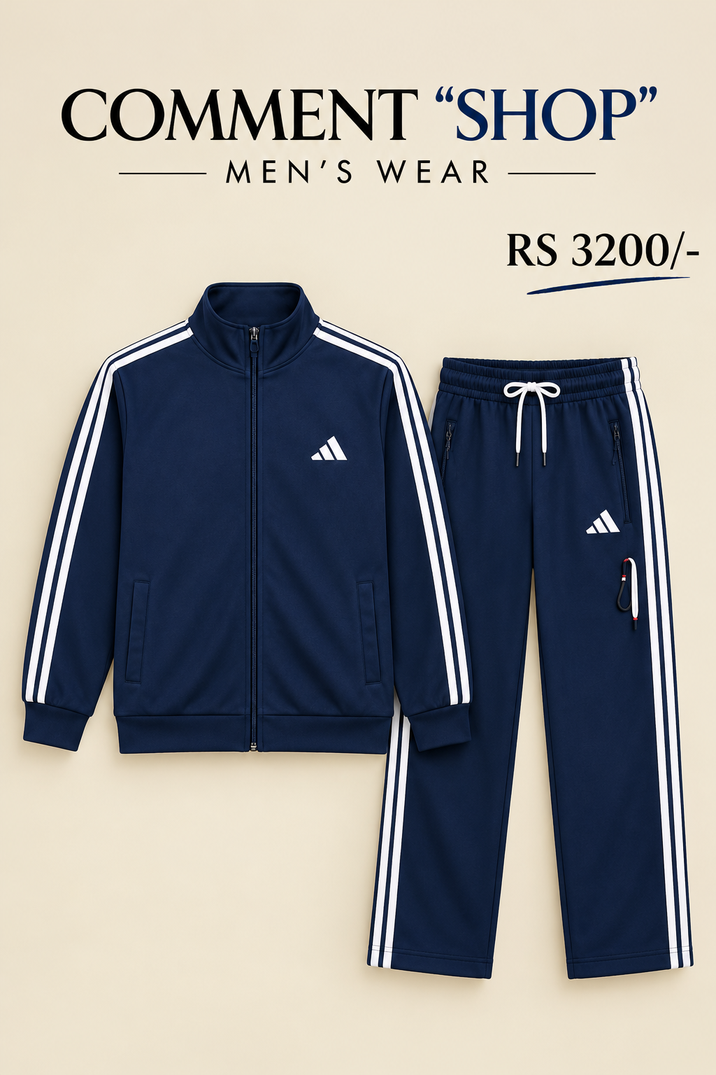Men’s Navy Blue Premium Tracksuit – 2 Piece