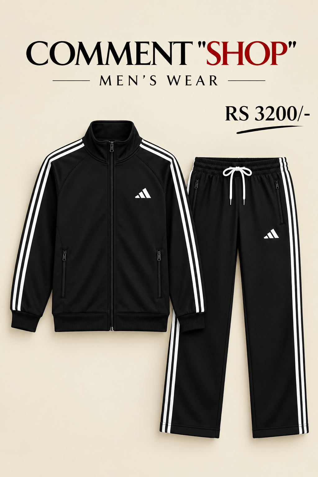 Men’s Black Premium Tracksuit – 2 Piece
