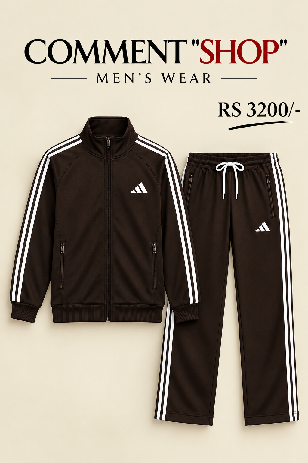 Men’s Dark Brown Premium Tracksuit – 2 Piece
