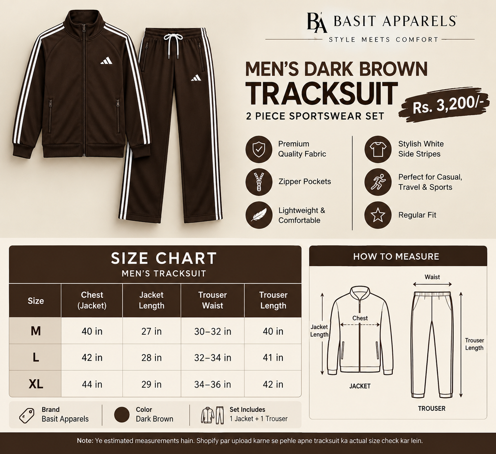 Men’s Dark Brown Premium Tracksuit – 2 Piece