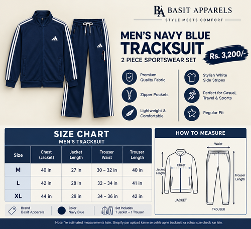 Men’s Navy Blue Premium Tracksuit – 2 Piece